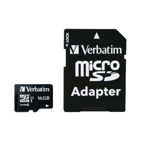 Verbatim Micro SDHC Card 16GB Class 10 inkl. Adapter