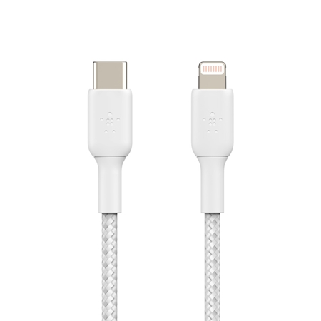 Belkin Gevlochten USB C naar lightning kabel 1m wit