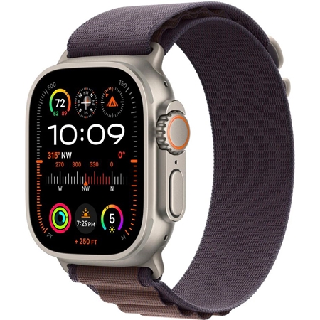 Apple Watch Ultra 2 GPS + Cellular 49mm Titanium Case met Indigo Alpino Loop (L)