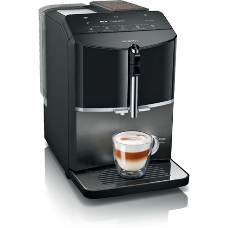 Siemens TF305EF9 EQ300 extraKlasse Espresso volautomaat, Donker inox, Piano-zwart