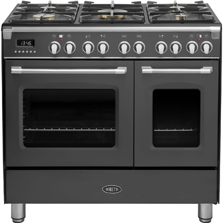 Boretti CFBG902AN3 Gasfornuis Toscana met Dubbele Oven - 90 cm - Antraciet 