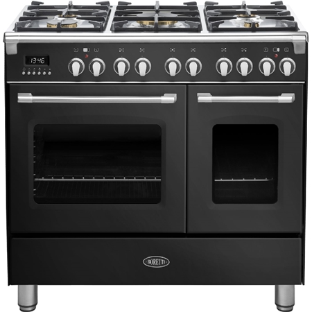 Boretti CFBG902ZW3 Gasfornuis Toscana met Dubbele Oven - 90 cm - Zwart