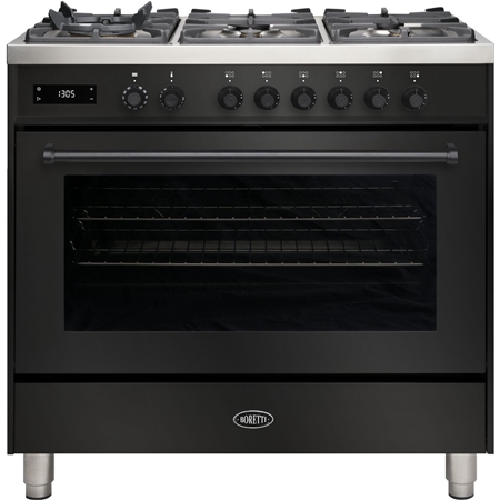 Boretti MLG96BZW Milano Gasfornuis - 90 cm - 6 Branders - Zwart