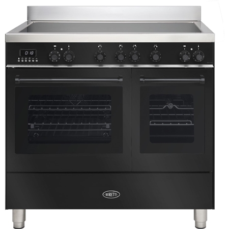 Boretti MLI94DZW Inductiefornuis Milano met Dubbele Oven - 4 Kookzones - 90 cm - Zwart