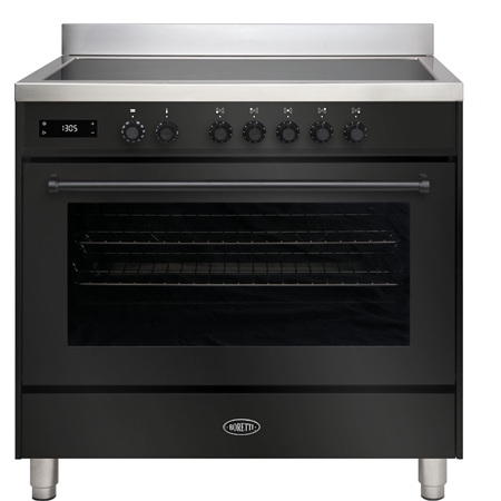 EP Boretti MLI95XZW Inductiefornuis Milano met Oven - 90 cm - 5 Zones + Flex - Zwart Glanzend aanbieding