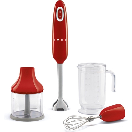 SMEG HBF03RDEU Staafmixer - Rood met Accessoires
