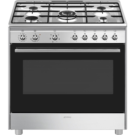 SMEG CX91GMXNLK Classici Esthetisch Fornuis met Gaskookplaat - 90 x 60 cm