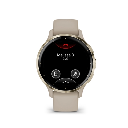 Garmin Venu® 3S, Soft Gold rand van roestvrij staal met French Grey behuizing en siliconen band