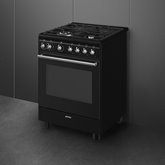 SMEG CX61GMBLNLK Classici Esthetisch Fornuis met Gas Kookplaat - 60 x 60 cm - Zwart 2