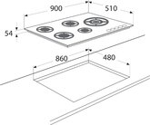 ETNA KGG890ZTA Gas-op-glas Inbouw Kookplaat 2