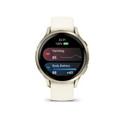 Garmin Venu 4 – 41 mm, Lunar Gold met Bone siliconen bandje 1