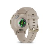 Garmin Venu® 3S, Soft Gold rand van roestvrij staal met French Grey behuizing en siliconen band 5