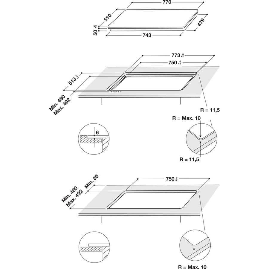 Whirlpool WB B4877 NE Inbouw Inductiekookplaat 2