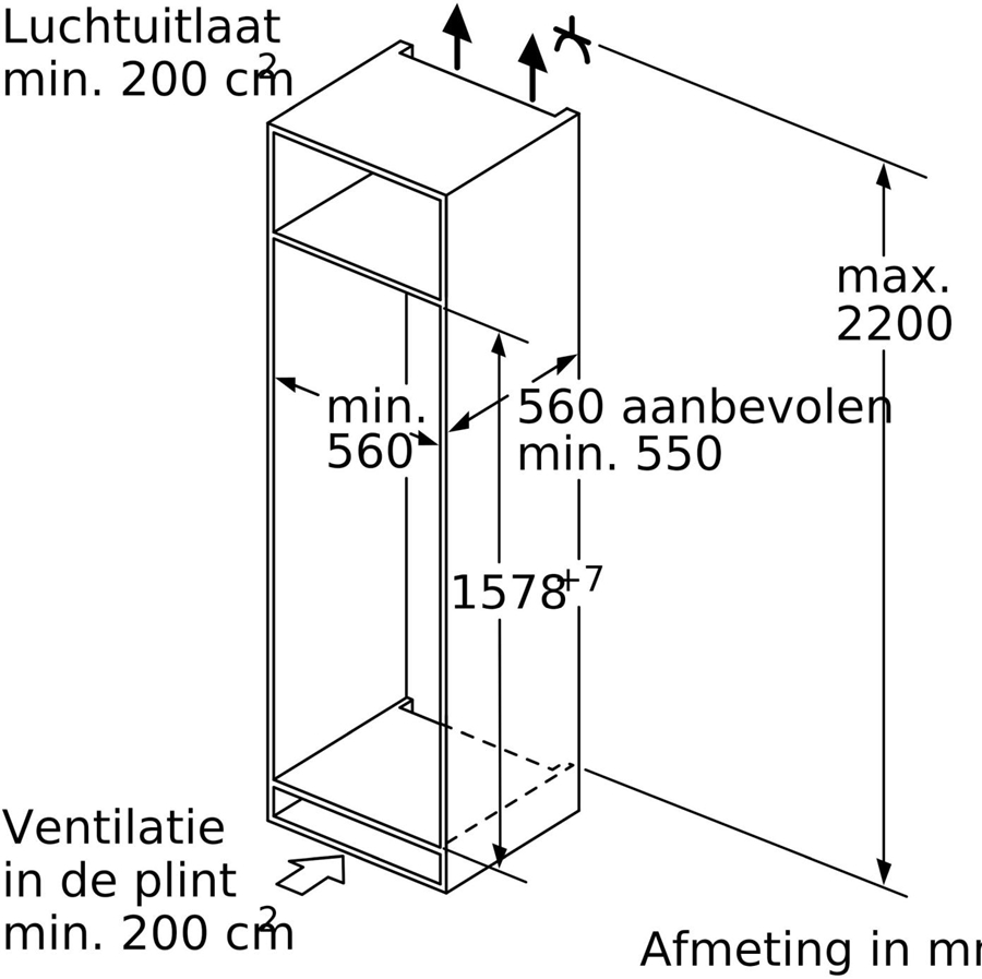 Siemens KI72LADE0 inbouw 1-deurskoelkast 3