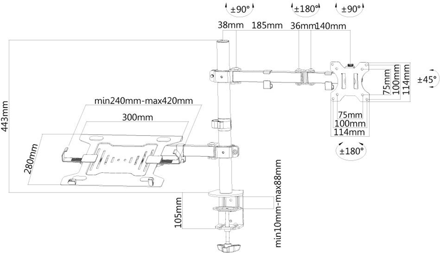 Neomounts FPMA-D550NOTEBOOK monitorarm met laptopsteun 2