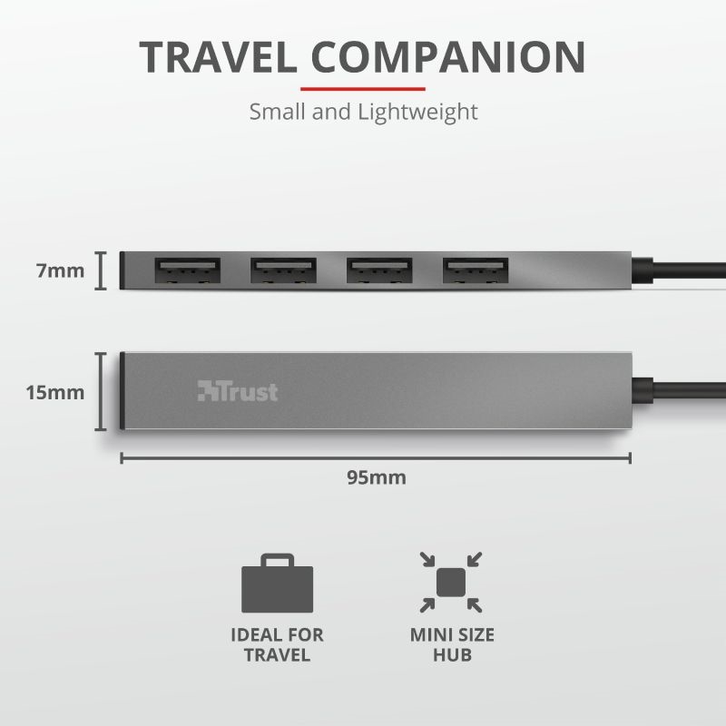 Trust Halyx Aluminium 4 Port Mini Usb Hub Kopen Ep Nl