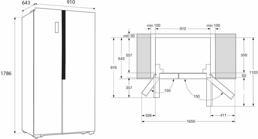 ETNA AKV578ZWA Amerikaanse koelkast 16