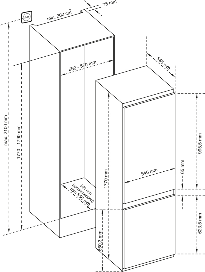Inventum IKV1788S Inbouw Koel-vriescombinatie 2