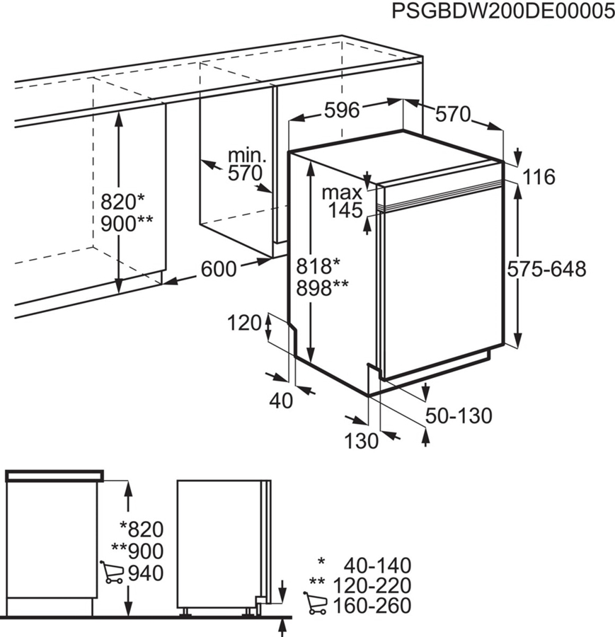 AEG FEE83806PM ComfortLift QuickSelect AirDry geintegreerde vaatwasser 2