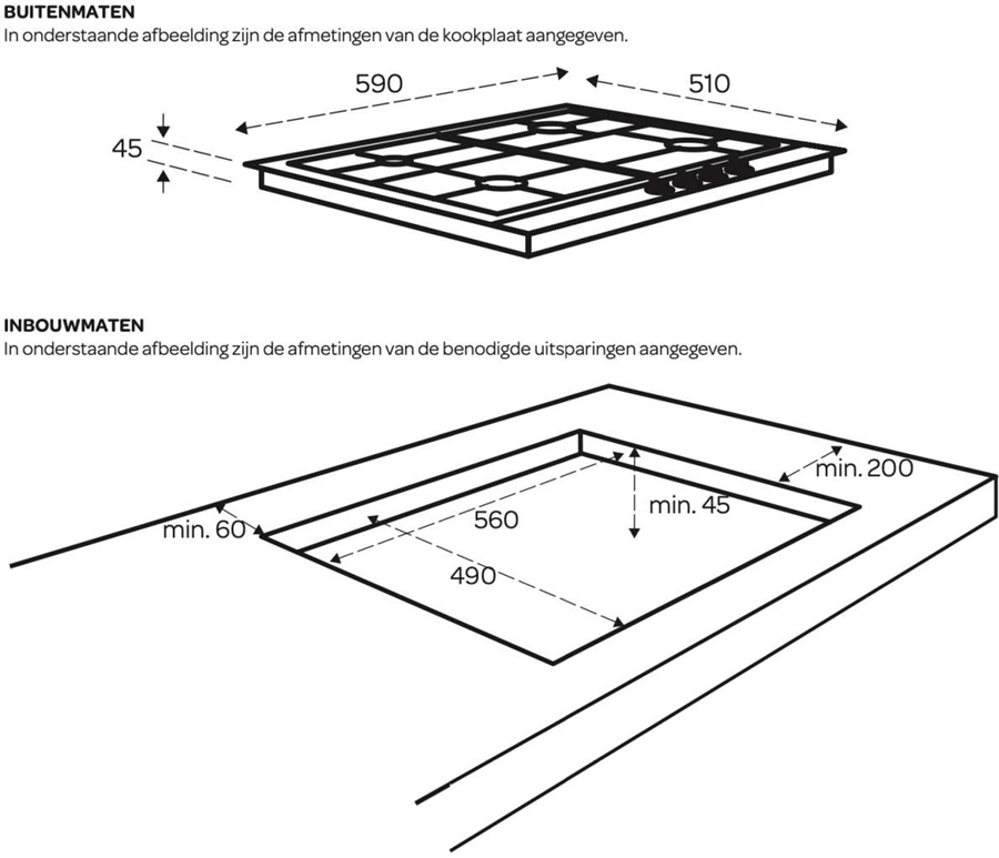 Inventum IKG6024WGZWA gaskookplaat 2
