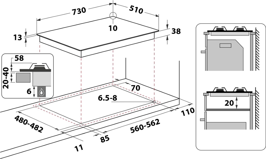 Whirlpool TGML 761 IX NL gaskookplaat 2