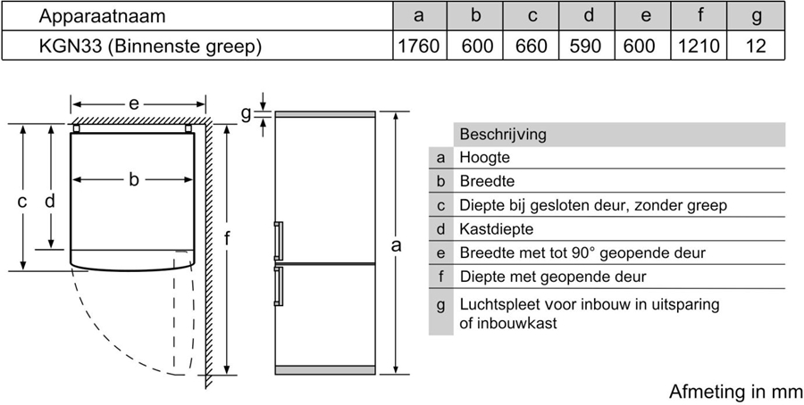 BOSCH KGN33NWEB Serie 2 Koel-vriescombinatie 9