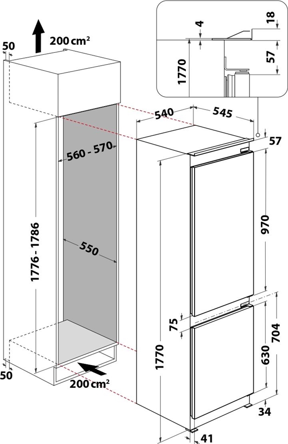 Whirlpool WHC18 T574 P inbouw koelvriescombinatie 2