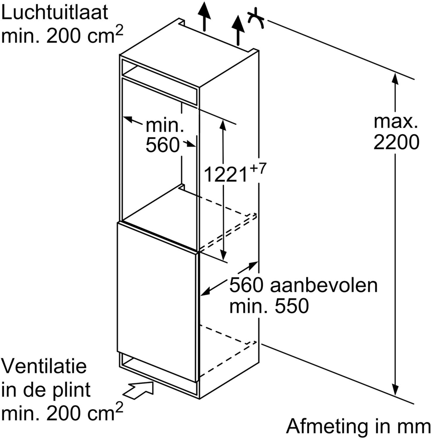 Siemens KI41RNSE0 iQ100 inbouw 1-deurskoelkast 2
