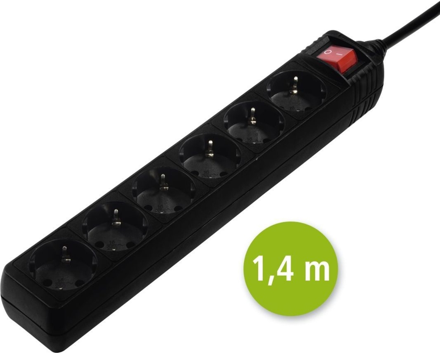 Hama stekkerdoos 6-weg geaard met schakelaar 2