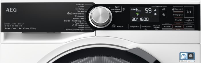 AEG LWR8716AD6 8000 PowerCare Serie was-droogcombinatie 10 kg 2