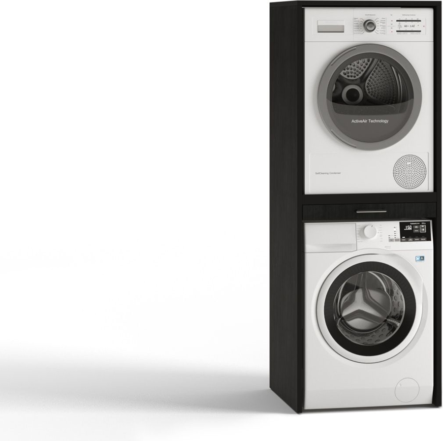 Wastoren WSTT185-S Kast voor Wasmachine & Droger met Uittrekplateau - Zwart 1