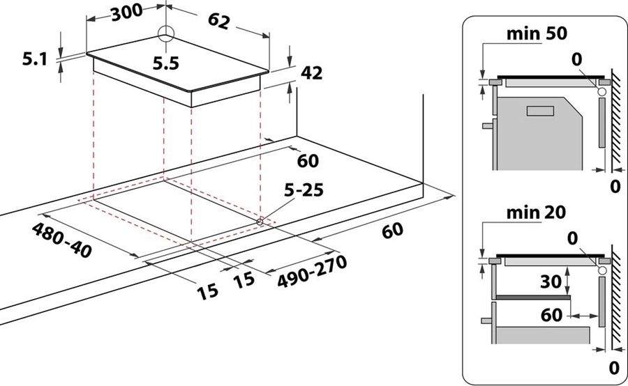 Whirlpool WRD 6030 B kookplaat 2