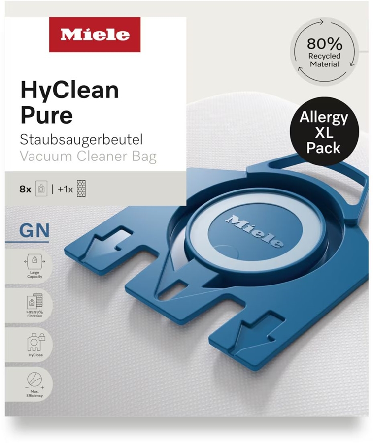 Miele GN HyClean Pure 8 stofzuigerzakken + 1 HEPA AirClean-filter SF HA 50 1