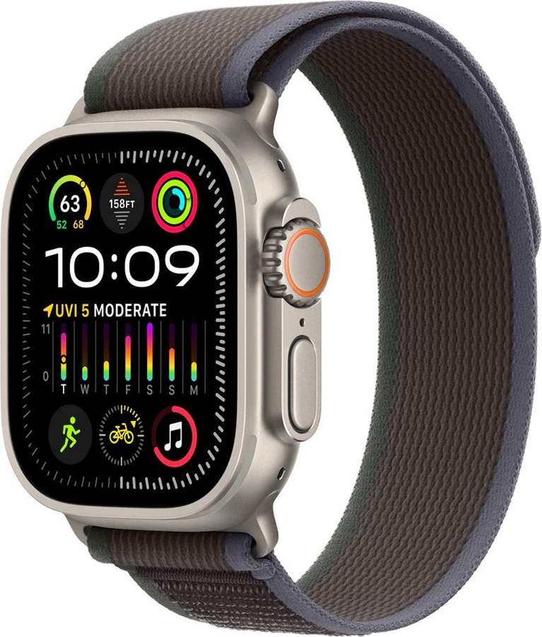 Apple Watch Ultra 2 GPS + Cellular 49mm Titanium Case met Zwart/Blauwe Trail Loop (M/L) 1