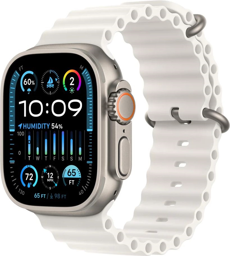 Apple Watch Ultra 2 GPS + Cellular 49mm Titanium Case met White Ocean Band 1