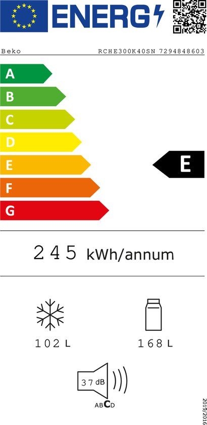 Beko RCHE300K40SN koel-vriescombinatie 7