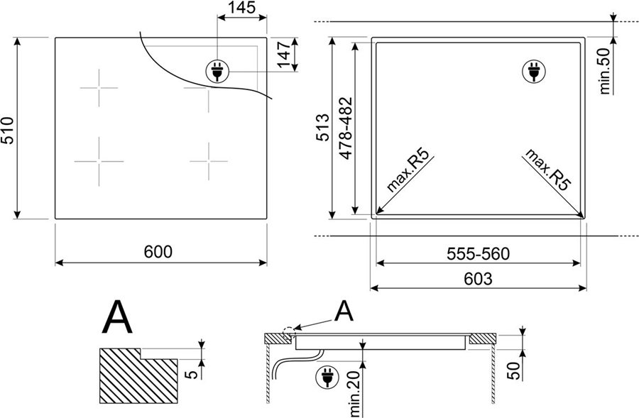 SMEG SI1M4644D Inbouw Inductiekookplaat 2