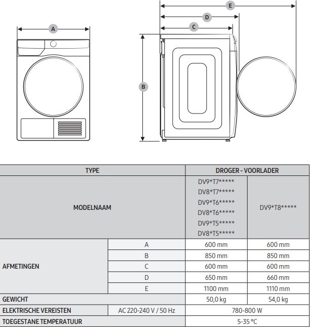 Samsung DV80T6220LH/S2  6000-serie Warmtepompdroger 12
