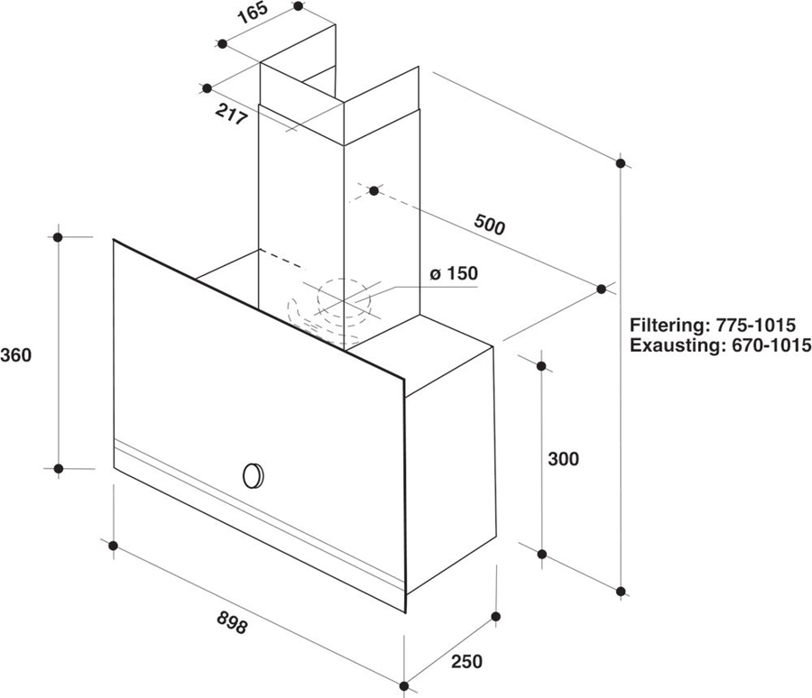 Whirlpool WHVA 92F LM K Vrijstaande Afzuigkap  2