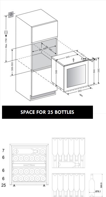 mQuvée WineKeeper 25D Inbouw Wijnkoelkast - Antraciet / Zwart 2