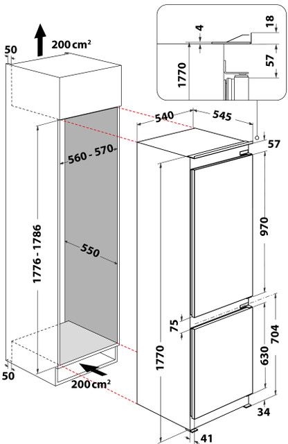 Whirlpool WHC18 T132 Inbouw Koel-vriescombinatie 2