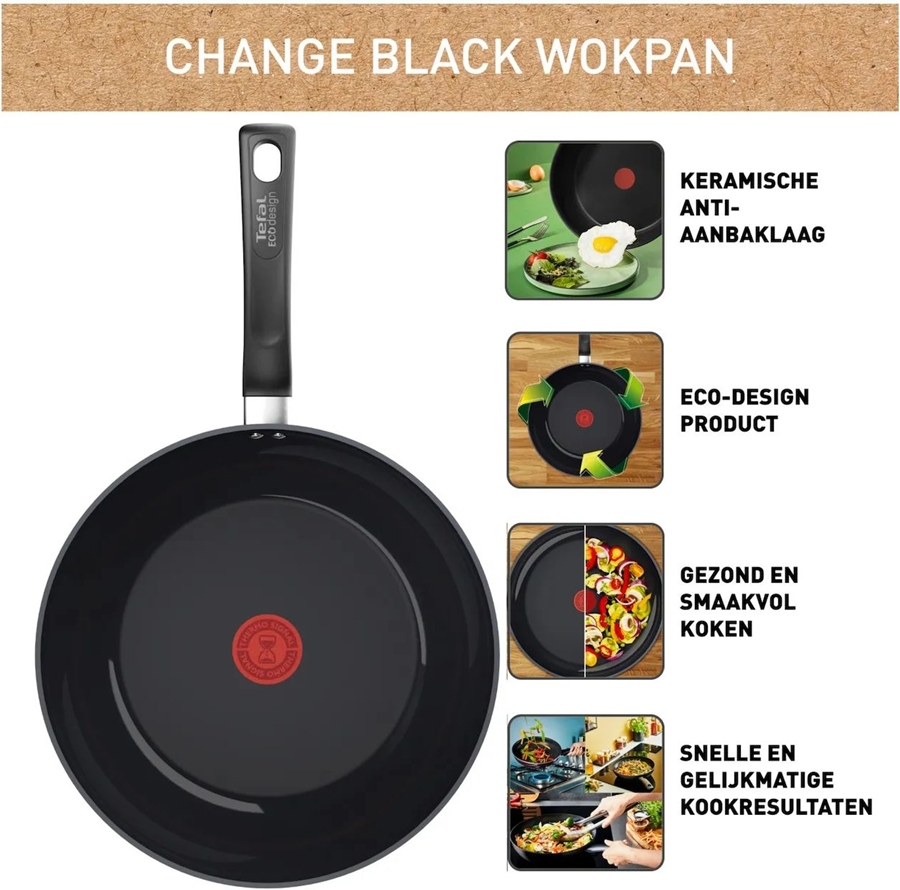 Tefal C47619 Change Black Wokpan - 28 cm  6