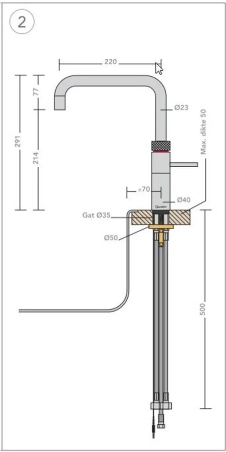 Quooker KFSBLK Keukenmengkraan Fusion Square - Zwart - Losse Kraan 2