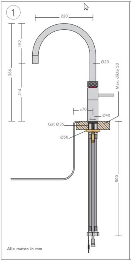 Quooker KFRCHR Keukenmengkraan Fusion Round - Chroom - Losse Kraan 2