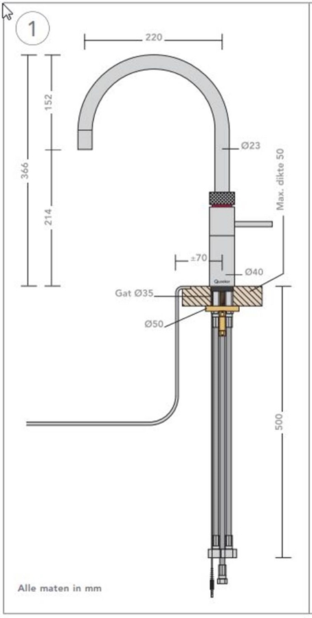 Quooker KFRRVS Keukenmengkraan Fusion Round - RVS - Losse Kraan 2