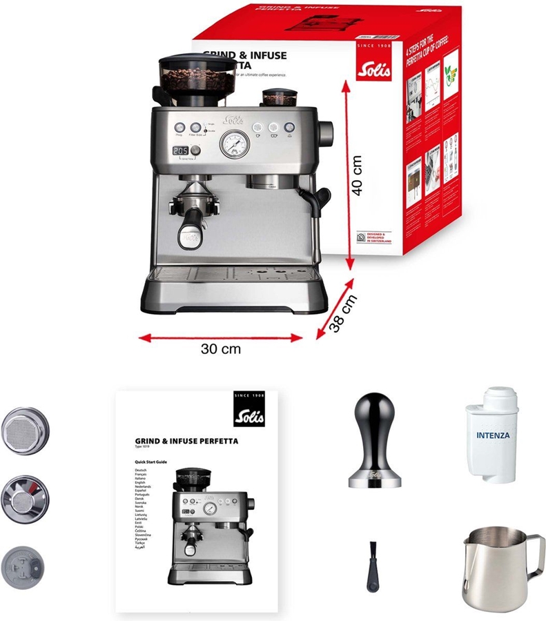 Solis 1019 Grind & Infuse Perfetta Pistonmachine - Espressomachine  - RVS 13