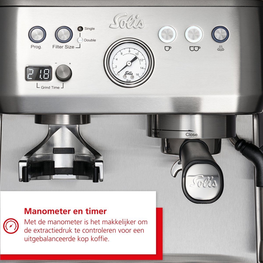 Solis 1019 Grind & Infuse Perfetta Pistonmachine - Espressomachine  - RVS 18