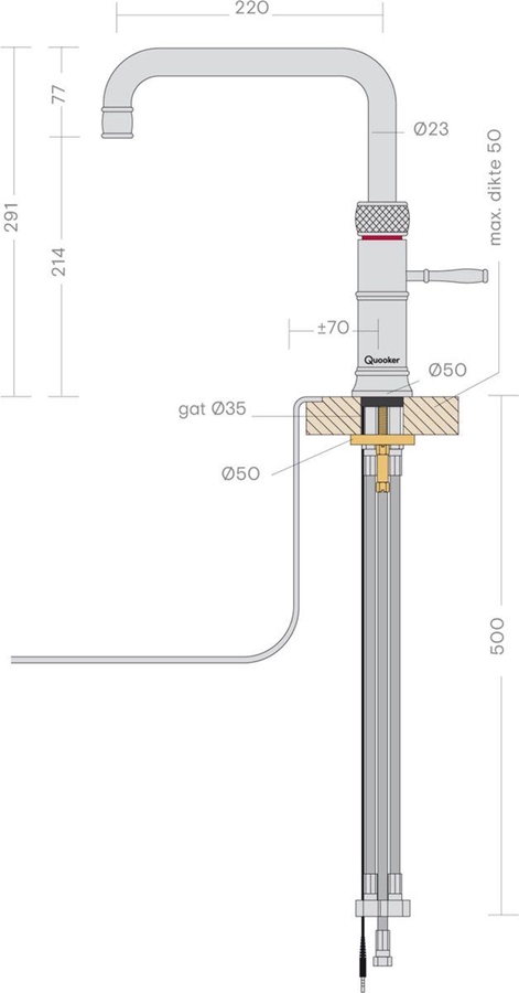Quooker Classic Keukenmengkraan Fusion Square - Chroom - Losse Kraan 2