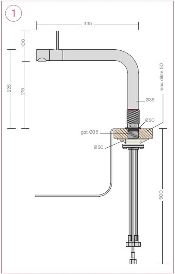 Quooker Classic Keukenmengkraan Front - Rose Koper - Losse Kraan  2