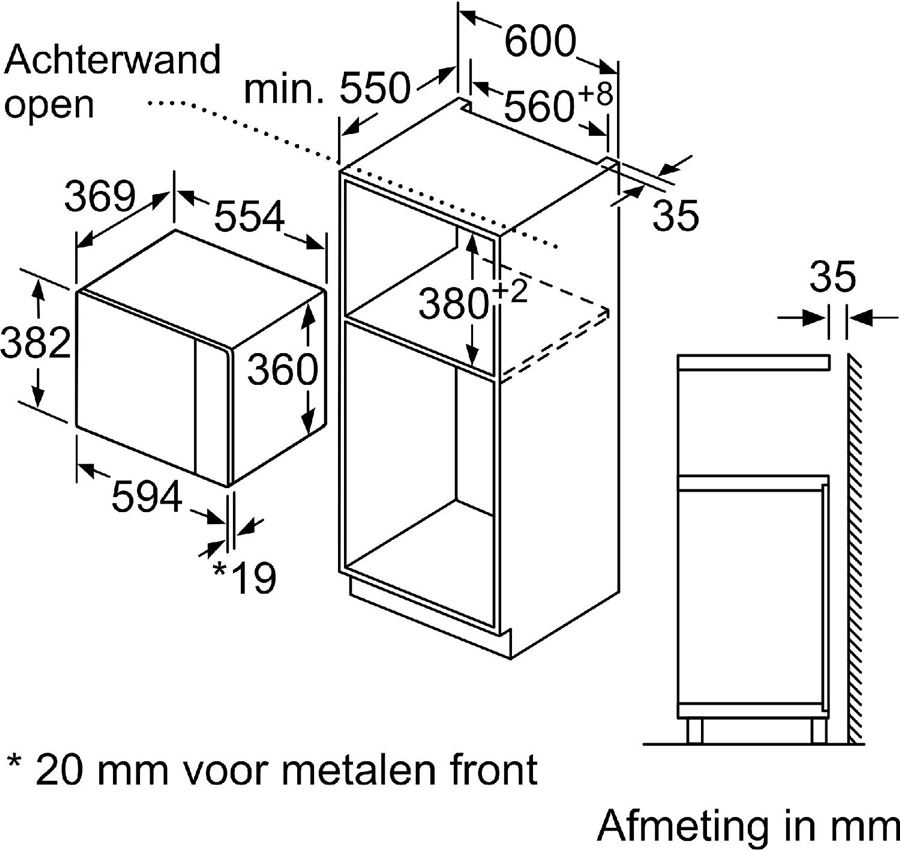 Siemens BE555LMB1 iQ500 Inbouw Magnetron - 59 x 38 cm - Zwart 5